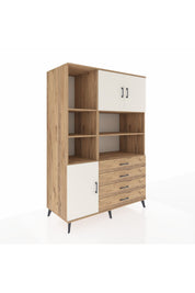 Kronos Dolap 8 Raflı 4 Çekmeceli 3 Kapaklı 132x59x195 Çam-Aytaşı/Çam