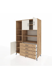 Kronos Dolap 8 Raflı 4 Çekmeceli 3 Kapaklı 132x59x195 Çam-Aytaşı/Çam