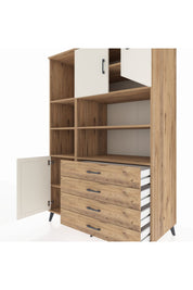 Kronos Dolap 8 Raflı 4 Çekmeceli 3 Kapaklı 132x59x195 Çam-Aytaşı/Çam