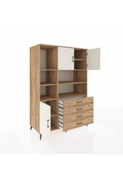 Kronos Dolap 8 Raflı 4 Çekmeceli 3 Kapaklı 132x59x195 Çam-Aytaşı/Çam