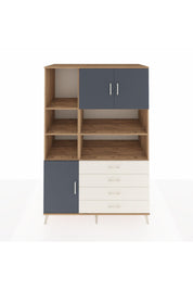 Kronos Dolap 8 Raflı 4 Çekmeceli 3 Kapaklı 132x59x195 Çam-Antrasit/Aytaşı