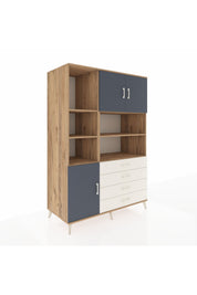 Kronos Dolap 8 Raflı 4 Çekmeceli 3 Kapaklı 132x59x195 Çam-Antrasit/Aytaşı