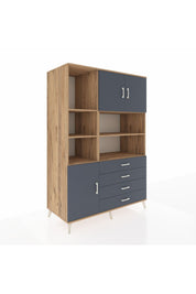 Kronos Dolap 8 Raflı 4 Çekmeceli 3 Kapaklı 132x59x195 Çam-Antrasit/Antrasit