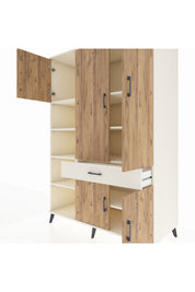 Kronos Dolap 8 Raflı Tek Çekmeceli 5 Kapaklı 132x59x195 Aytaşı-Çam/Aytaşı