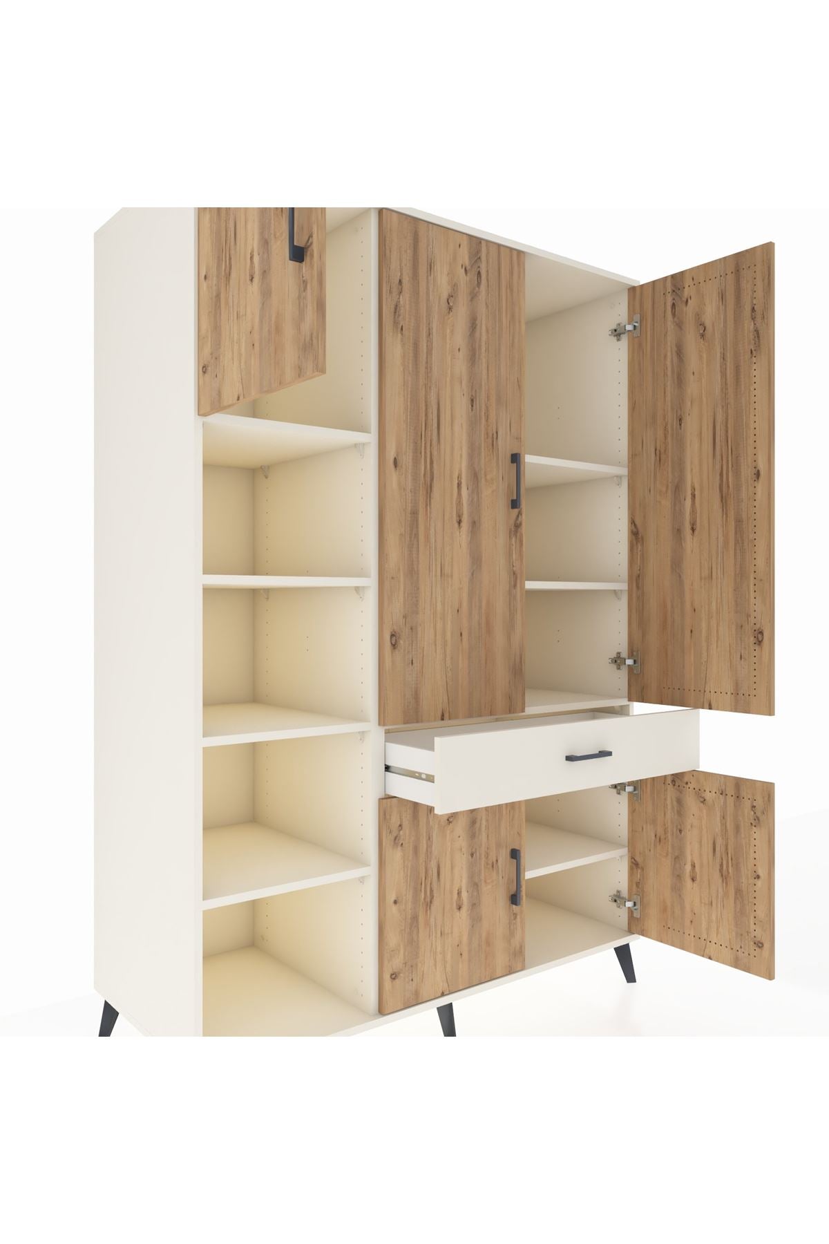 Kronos Dolap 8 Raflı Tek Çekmeceli 5 Kapaklı 132x59x195 Aytaşı-Çam/Aytaşı