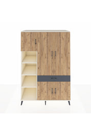 Kronos Dolap 8 Raflı Tek Çekmeceli 5 Kapaklı 132x59x195 Aytaşı-Çam/Antrasit