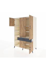 Kronos Dolap 8 Raflı Tek Çekmeceli 5 Kapaklı 132x59x195 Aytaşı-Çam/Antrasit