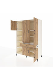 Kronos Dolap 8 Raflı Tek Çekmeceli 5 Kapaklı 132x59x195 Aytaşı-Çam/Çam