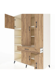 Kronos Dolap 8 Raflı Tek Çekmeceli 5 Kapaklı 132x59x195 Aytaşı-Çam/Çam