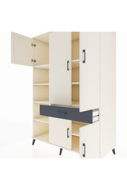 Kronos Dolap 8 Raflı Tek Çekmeceli 5 Kapaklı 132x59x195 Aytaşı-Aytaşı/Antrasit