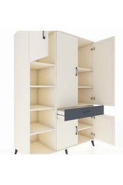 Kronos Dolap 8 Raflı Tek Çekmeceli 5 Kapaklı 132x59x195 Aytaşı-Aytaşı/Antrasit