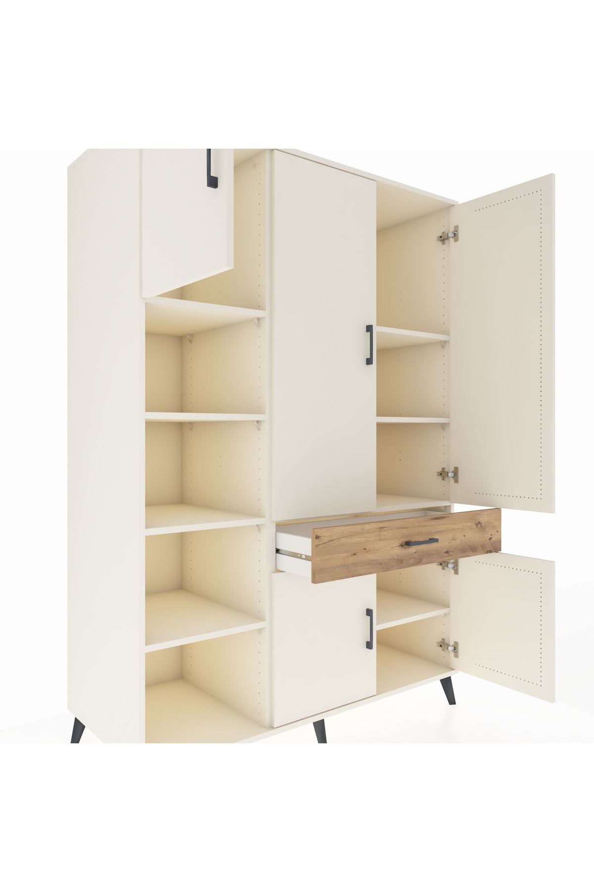 Kronos Dolap 8 Raflı Tek Çekmeceli 5 Kapaklı 132x59x195 Aytaşı-Aytaşı/Çam