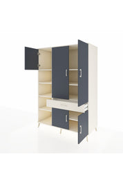 Kronos Dolap 8 Raflı Tek Çekmeceli 5 Kapaklı 132x59x195 Aytaşı-Antrasit/Aytaşı