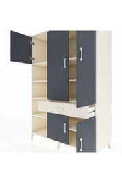 Kronos Dolap 8 Raflı Tek Çekmeceli 5 Kapaklı 132x59x195 Aytaşı-Antrasit/Aytaşı