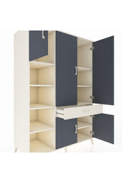 Kronos Dolap 8 Raflı Tek Çekmeceli 5 Kapaklı 132x59x195 Aytaşı-Antrasit/Aytaşı