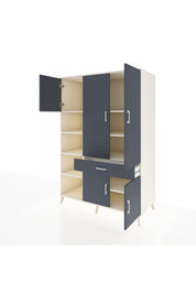 Kronos Dolap 8 Raflı Tek Çekmeceli 5 Kapaklı 132x59x195 Aytaşı-Antrasit/Antrasit