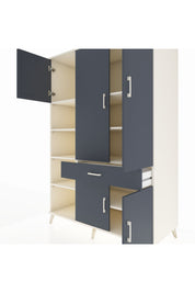 Kronos Dolap 8 Raflı Tek Çekmeceli 5 Kapaklı 132x59x195 Aytaşı-Antrasit/Antrasit