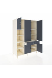 Kronos Dolap 8 Raflı Tek Çekmeceli 5 Kapaklı 132x59x195 Aytaşı-Antrasit/Antrasit