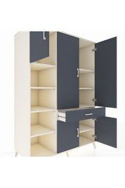 Kronos Dolap 8 Raflı Tek Çekmeceli 5 Kapaklı 132x59x195 Aytaşı-Antrasit/Antrasit