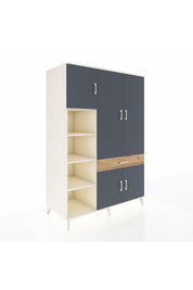 Kronos Dolap 8 Raflı Tek Çekmeceli 5 Kapaklı 132x59x195 Aytaşı-Antrasit/Çam