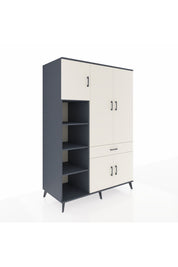 Kronos Dolap 8 Raflı Tek Çekmeceli 5 Kapaklı 132x59x195 Antrasit-Aytaşı/Aytaşı