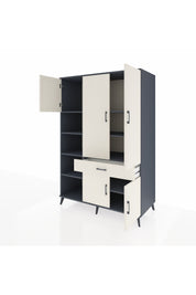 Kronos Dolap 8 Raflı Tek Çekmeceli 5 Kapaklı 132x59x195 Antrasit-Aytaşı/Aytaşı