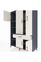 Kronos Dolap 8 Raflı Tek Çekmeceli 5 Kapaklı 132x59x195 Antrasit-Aytaşı/Aytaşı