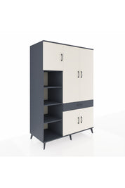 Kronos Dolap 8 Raflı Tek Çekmeceli 5 Kapaklı 132x59x195 Antrasit-Aytaşı/Antrasit