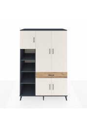 Kronos Dolap 8 Raflı Tek Çekmeceli 5 Kapaklı 132x59x195 Antrasit-Aytaşı/Çam