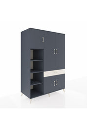 Kronos Dolap 8 Raflı Tek Çekmeceli 5 Kapaklı 132x59x195 Antrasit-Antrasit/Aytaşı