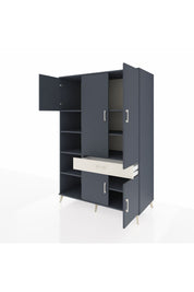 Kronos Dolap 8 Raflı Tek Çekmeceli 5 Kapaklı 132x59x195 Antrasit-Antrasit/Aytaşı