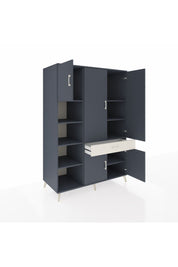 Kronos Dolap 8 Raflı Tek Çekmeceli 5 Kapaklı 132x59x195 Antrasit-Antrasit/Aytaşı