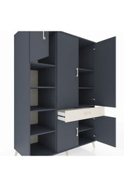 Kronos Dolap 8 Raflı Tek Çekmeceli 5 Kapaklı 132x59x195 Antrasit-Antrasit/Aytaşı