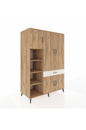 Kronos Dolap 8 Raflı Tek Çekmeceli 5 Kapaklı 132x59x195 Çam-Çam/Aytaşı