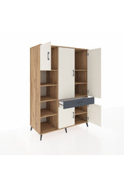 Kronos Dolap 8 Raflı Tek Çekmeceli 5 Kapaklı 132x59x195 Çam-Aytaşı/Antrasit