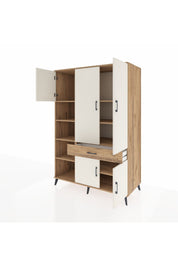 Kronos Dolap 8 Raflı Tek Çekmeceli 5 Kapaklı 132x59x195 Çam-Aytaşı/Çam