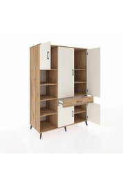 Kronos Dolap 8 Raflı Tek Çekmeceli 5 Kapaklı 132x59x195 Çam-Aytaşı/Çam