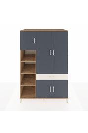 Kronos Dolap 8 Raflı Tek Çekmeceli 5 Kapaklı 132x59x195 Çam-Antrasit/Aytaşı