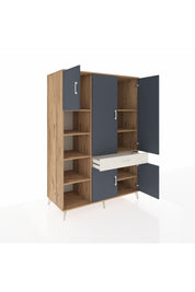 Kronos Dolap 8 Raflı Tek Çekmeceli 5 Kapaklı 132x59x195 Çam-Antrasit/Aytaşı