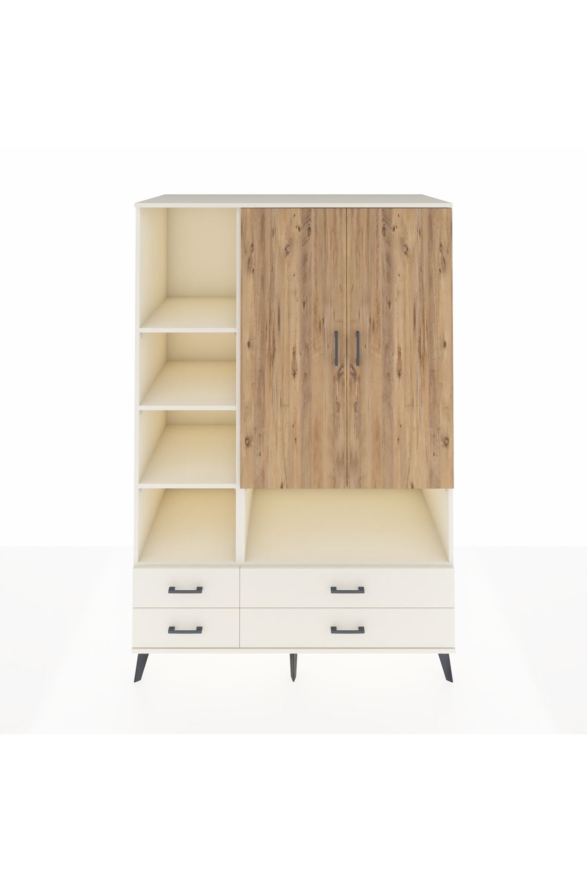 Kronos Dolap 8 Raflı 4 Çekmeceli 2 Kapaklı 132x59x195 Aytaşı-Çam/Aytaşı