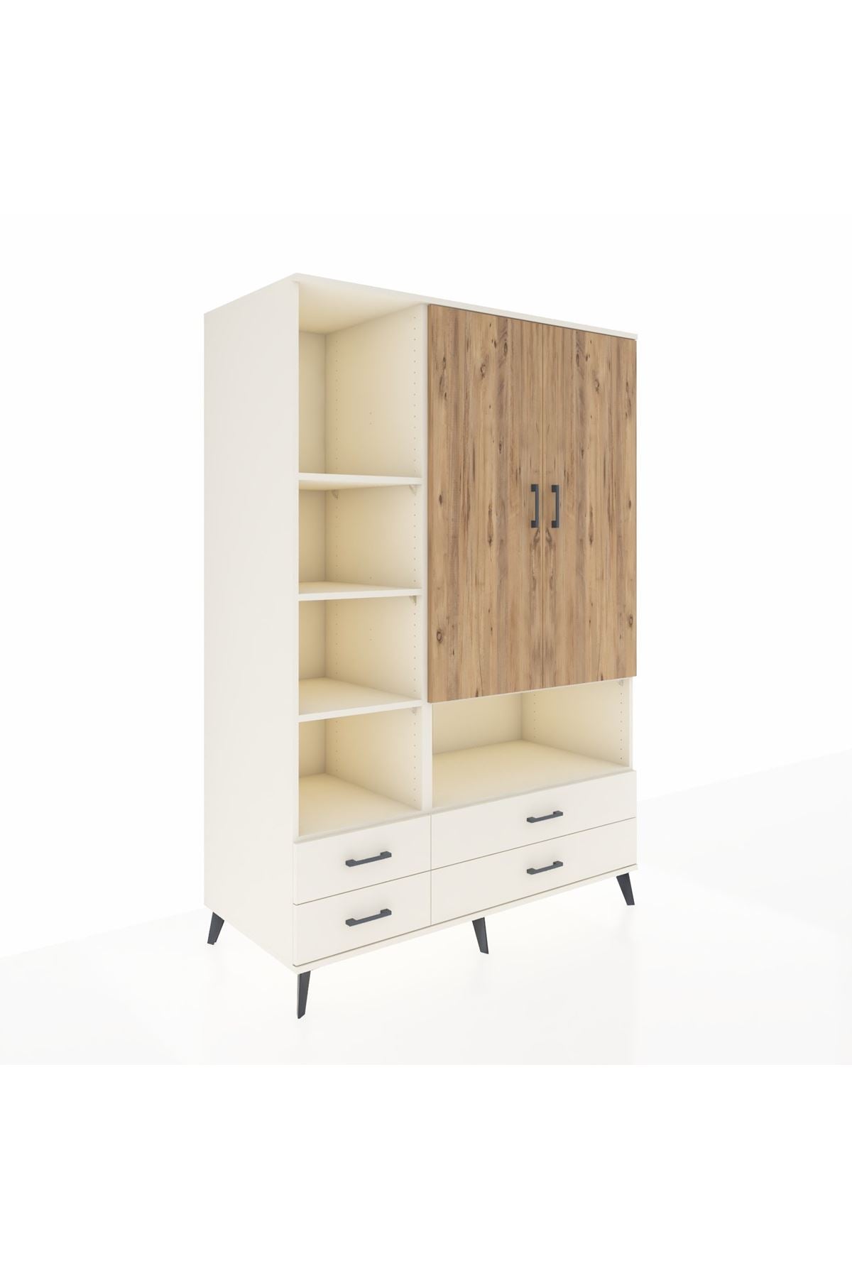 Kronos Dolap 8 Raflı 4 Çekmeceli 2 Kapaklı 132x59x195 Aytaşı-Çam/Aytaşı
