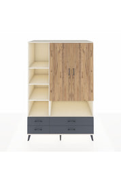 Kronos Dolap 8 Raflı 4 Çekmeceli 2 Kapaklı 132x59x195 Aytaşı-Çam/Antrasit