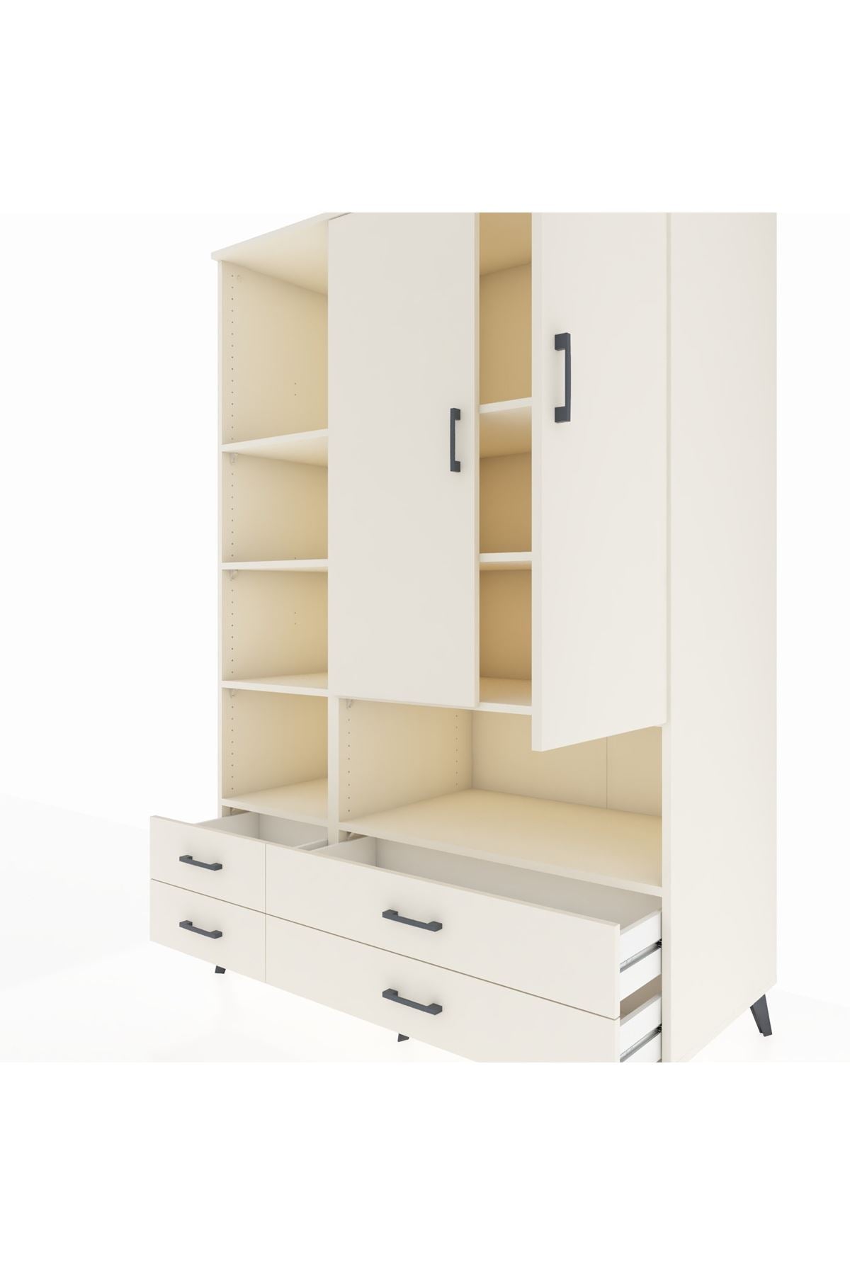 Kronos Dolap 8 Raflı 4 Çekmeceli 2 Kapaklı 132x59x195 Aytaşı-Aytaşı/Aytaşı