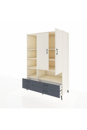 Kronos Dolap 8 Raflı 4 Çekmeceli 2 Kapaklı 132x59x195 Aytaşı-Aytaşı/Antrasit