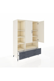 Kronos Dolap 8 Raflı 4 Çekmeceli 2 Kapaklı 132x59x195 Aytaşı-Aytaşı/Antrasit