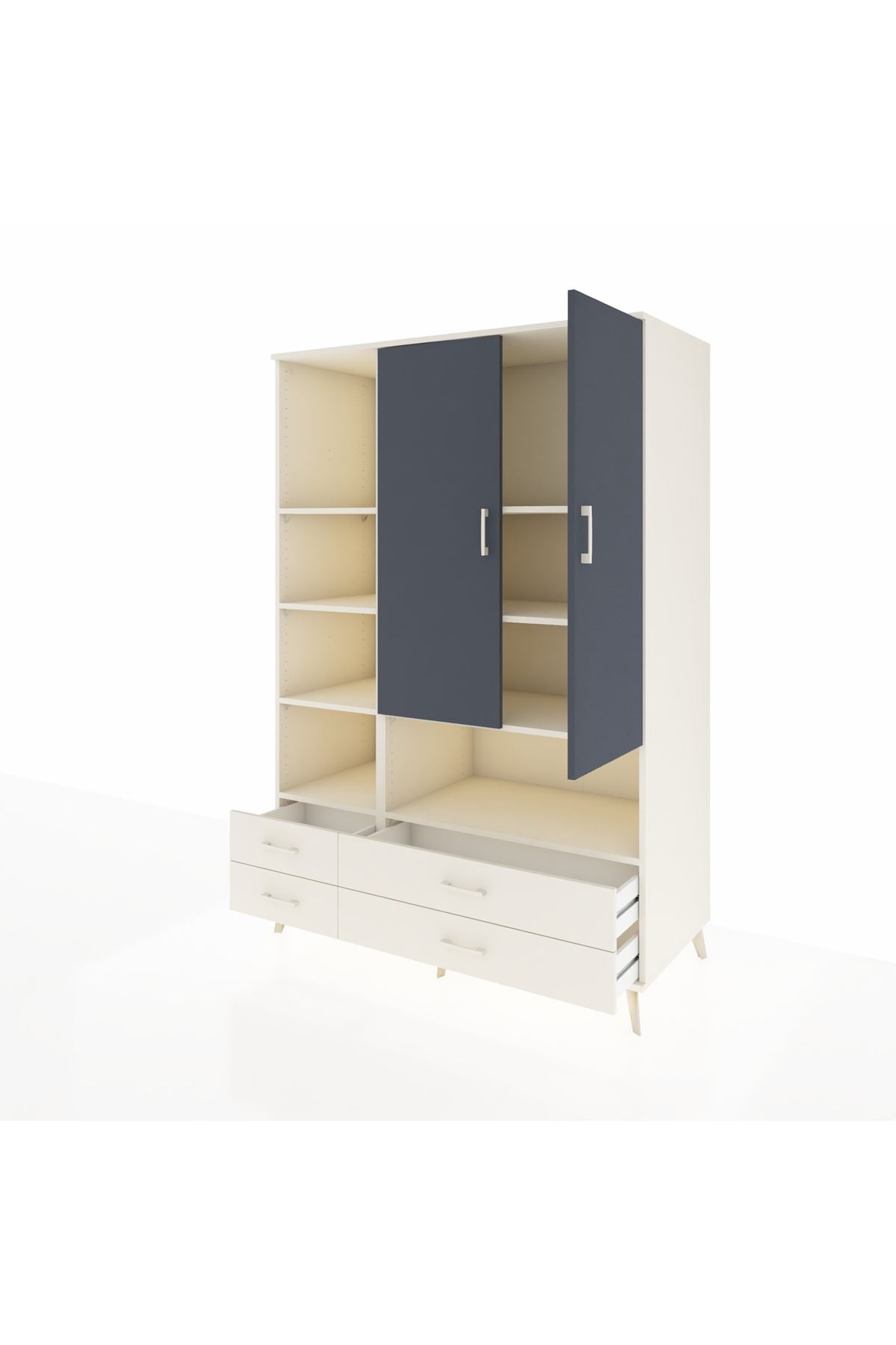 Kronos Dolap 8 Raflı 4 Çekmeceli 2 Kapaklı 132x59x195 Aytaşı-Antrasit/Aytaşı