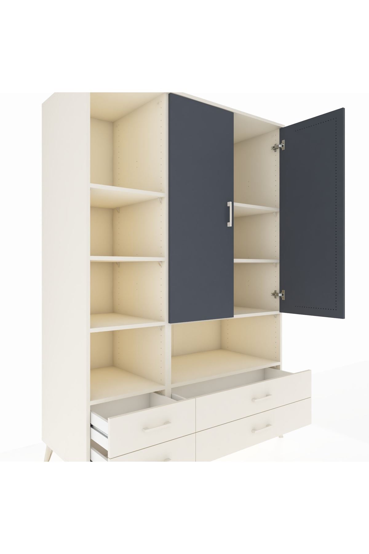 Kronos Dolap 8 Raflı 4 Çekmeceli 2 Kapaklı 132x59x195 Aytaşı-Antrasit/Aytaşı