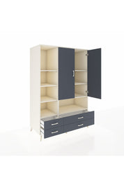 Kronos Dolap 8 Raflı 4 Çekmeceli 2 Kapaklı 132x59x195 Aytaşı-Antrasit/Antrasit