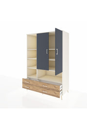 Kronos Dolap 8 Raflı 4 Çekmeceli 2 Kapaklı 132x59x195 Aytaşı-Antrasit/Çam