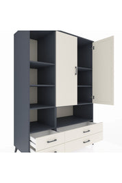 Kronos Dolap 8 Raflı 4 Çekmeceli 2 Kapaklı 132x59x195 Antrasit-Aytaşı/Aytaşı